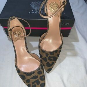 Vince Camuto Brown Leopard Print Heels